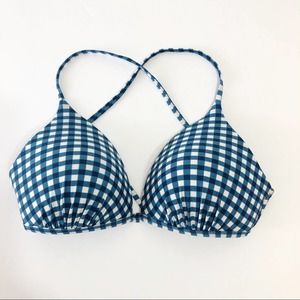 Hula Honey Blue / White Checker String Bikini Top